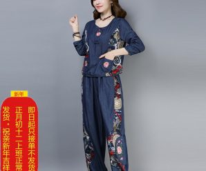 2019春季汉服女改良民族风女装古装新款唐装上衣绣花套装茶人服装