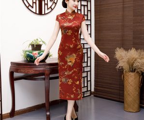 旗袍式连衣裙女中国风少女修身复古短袖气质蕾丝裙子年轻款夏2019