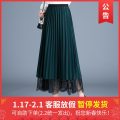 格子半身裙女2019秋冬新款毛呢a型高腰包臀裙中长款伞裙开叉裙子