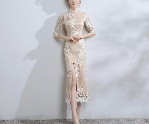 长款旗袍老上海复古中国风改良式旗袍优雅日常年轻款少女连衣裙潮