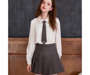 太平鸟格纹百褶短裙女2020春季新款显瘦清新甜美学院风百褶裙女