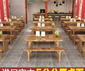 简易快餐桌椅组合排挡小吃店麻辣烫食堂饭店经济型咖啡厅面馆用桌
