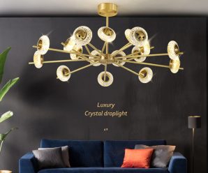 后现代全铜轻奢水晶吊灯现代简约客厅灯个性北欧风格卧室餐厅灯具
