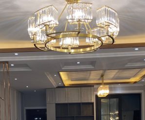 后现代轻奢客厅吊灯全铜北欧简约餐厅卧室水晶灯全屋灯具组合套餐