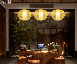 新中式餐厅方形吊灯全铜灯书房灯饭厅吧台灯别墅茶室灯中国风灯具