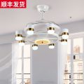 新中式餐厅客厅风扇灯美式隐形吊扇灯家用复古中国风带电风扇吊灯