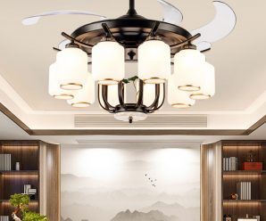 美式负离子风扇灯吊扇灯 客厅餐厅家用净化空气风扇吊灯LED带灯扇