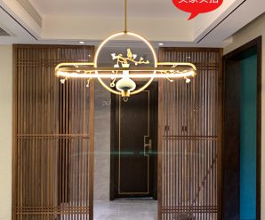新中式吊灯圆形手绘布艺古典饭店茶楼阳台过道客厅餐厅灯具中国风