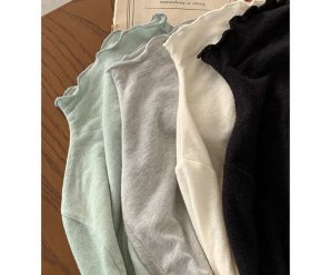 欧货2021春装新款韩版显瘦撞色长袖T恤女洋气圆领上衣拼色打底衫