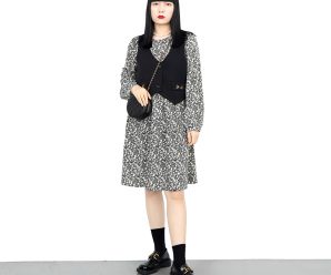 DOOC连衣裙女2022春季新款时尚条纹修身显瘦七分袖圆领